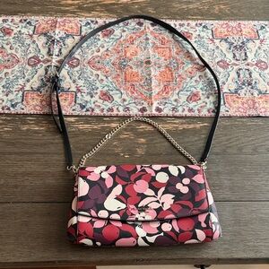 Kate Spade Red, Purple, Black and Pink Floral Shoulder Bag